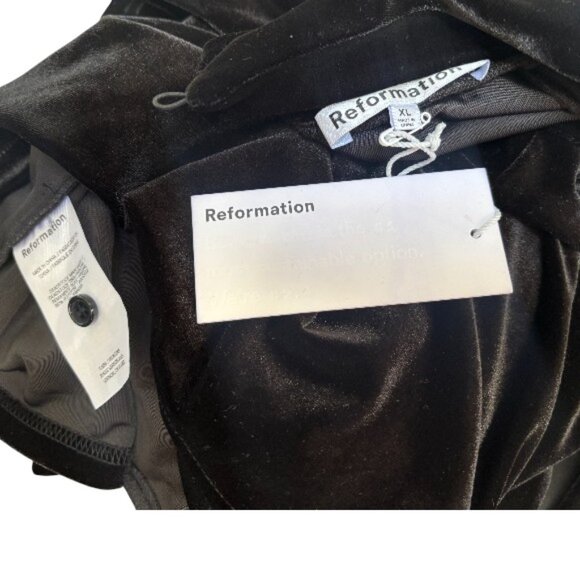 REFORMATION BLACK VELVET LIBRA KNIT DRESS X LARGE NWT - Picture 5 of 5